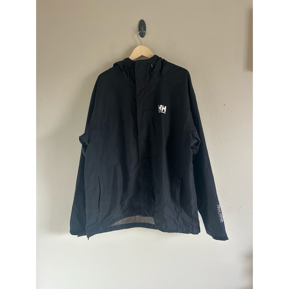 Helly Hansen Seven J Jacket Mens Size 3XL Black‎ Waterproof Hooded Raincoat Gorp